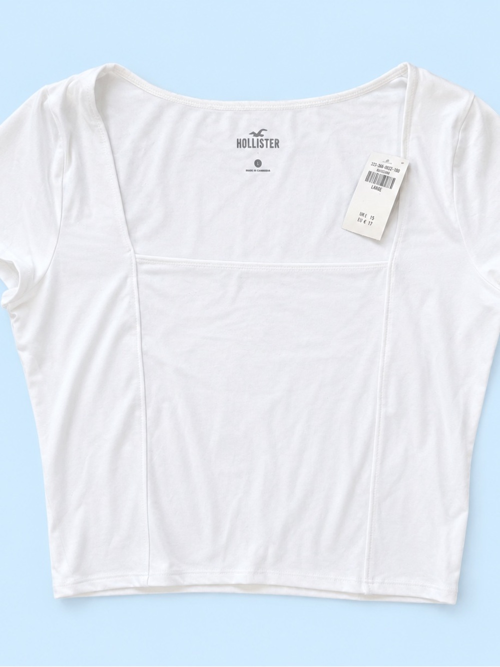Hollister White Square-Neck Crop Tee
